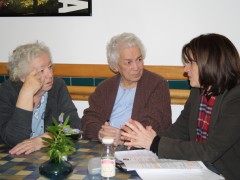 Lynne Featherstone MP speaking to concerned luncheon club users at Abyssinia Court last Friday